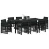 vidaXL Garden Dining Set 9 pcs Black Powder-Coated Steel