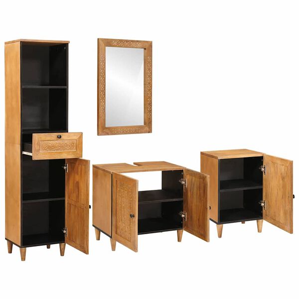 vidaXL Bathroom Furniture Set with Drawer 4 pcs Brown Engineered Wood