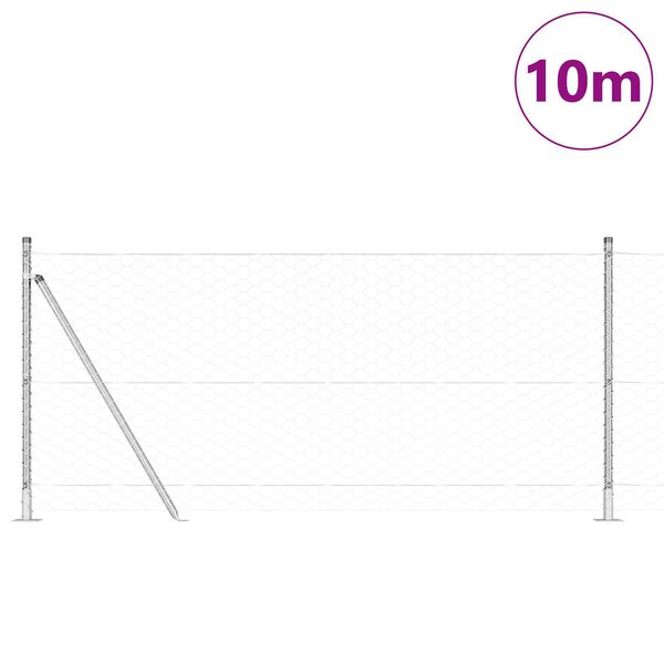 vidaXL Fence Post Silver 10 x 0.8 m (50 mm mesh) Steel