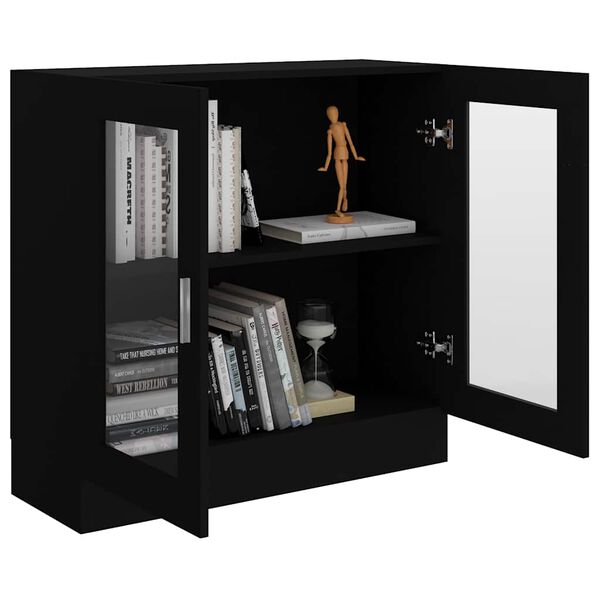 vidaXL Vitrine Cabinet Black 82.5x30.5x80 cm Engineered Wood