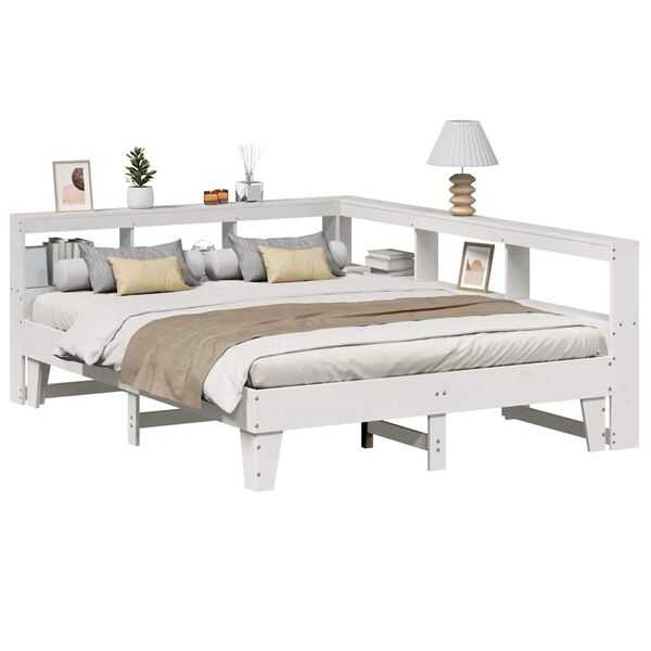 vidaXL Bookcase Bed without Mattress White 140x200cm Solid Wood Pine