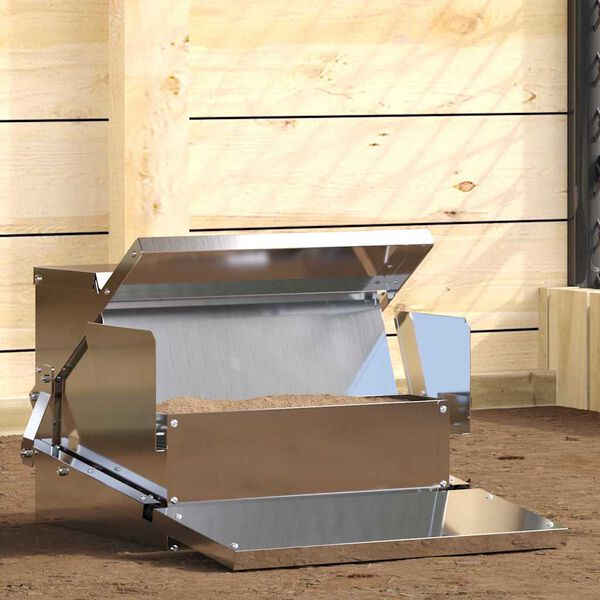 vidaXL Chicken Treadle Feeder Silver 50 x 40 x 29 cm Galvanised Steel