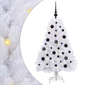 vidaXL Artificial Hinged Christmas Tree White 120 cm PVC and Steel