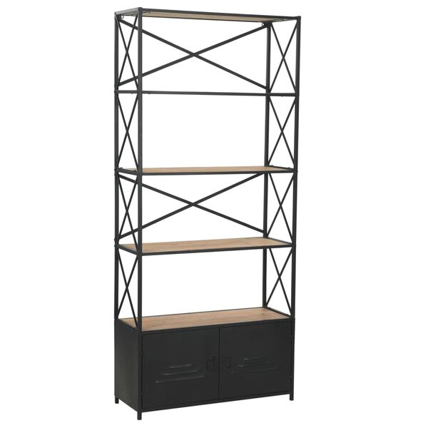 vidaXL Bookcase Solid Firwood and Steel 80x32.5x180 cm