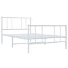 vidaXL Metal Bed Frame without Mattress with Footboard White 90x190cm