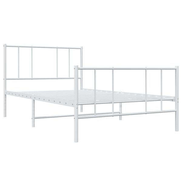 vidaXL Metal Bed Frame without Mattress with Footboard White 90x190cm