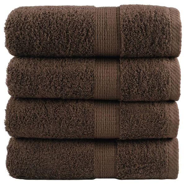 vidaXL Premium Guest Towels "SOLUND" 4 pcs Brown 30x50 cm 600 gsm