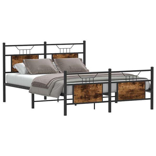 vidaXL Bed Frame without Mattress Smoked Oak 140x200 cm Engineered Wood
