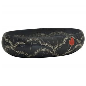 vidaXL Countertop Basin Black Oval 59x40x15 cm Ceramic
