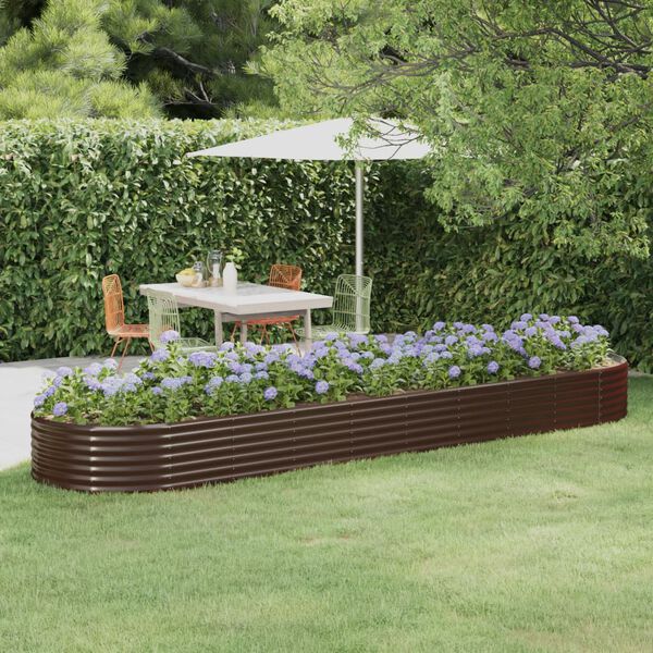 vidaXL Garden Raised Bed Galvanised Steel 396x100x36 cm Brown