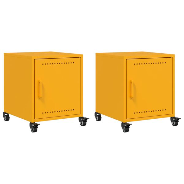 vidaXL Bedside Cabinets 2 pcs Mustard Yellow 36x39x43.5 cm Steel