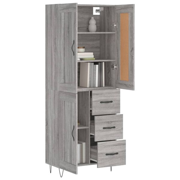 vidaXL Highboard Grey Sonoma 69.5x34x180 cm Engineered Wood