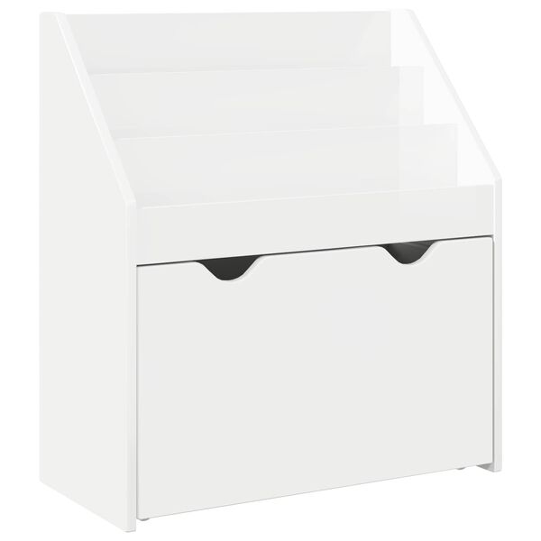 vidaXL Kids Bookshelf with Drawer High Gloss White 60 x 29.5 x 69 cm