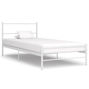 vidaXL Bed Frame | White | Metal | Single | Durable | Rectangular | Minimalist