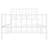 vidaXL Metal Bed Frame without Mattress with Footboard&nbsp;White 100x200cm