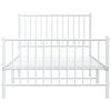 vidaXL Metal Bed Frame without Mattress with Footboard White 100x200cm