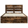 vidaXL Bed Frame Smoked Oak 140 x 190 cm Solid Pine Wood