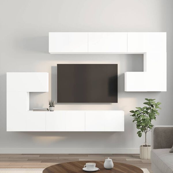 vidaXL 10 Piece TV Cabinet Set White Engineered Wood