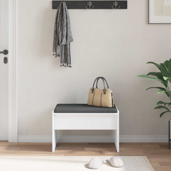 vidaXL Hall Bench with Cushion White 63 x 38 x 40 cm