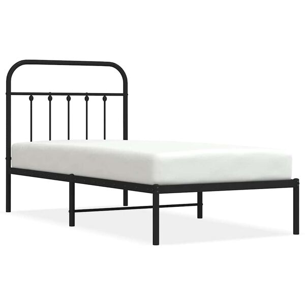 vidaXL Metal Bed Frame without Mattress with Headboard Black 90x190cm