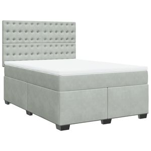 vidaXL Box Spring Bed with Mattress Light Grey 140x190 cm Velvet