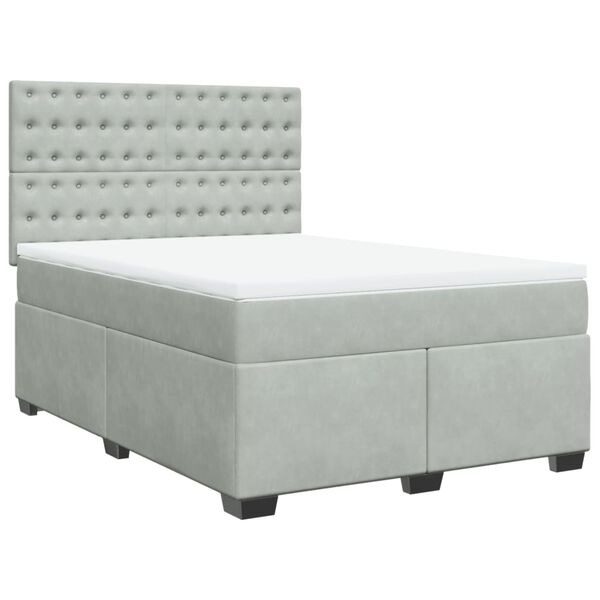 vidaXL Box Spring Bed with Mattress Light Grey 140x190 cm Velvet