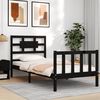 vidaXL Bed Frame without Mattress Black Small Single Solid Wood Pine