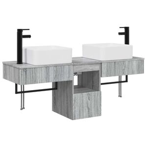 vidaXL Bathroom Cabinet Set 3 pcs Grey Sonoma 136 x 35 x 80 cm