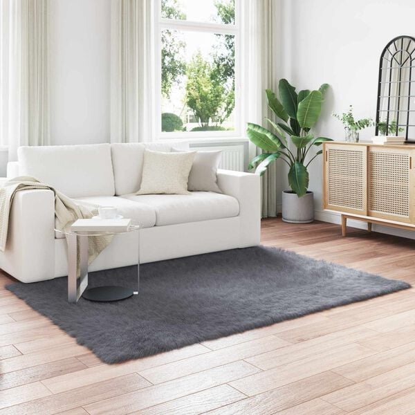 vidaXL Faux Sheepskin Rug Tafalla Anthracite 160 x 230 cm Polyester