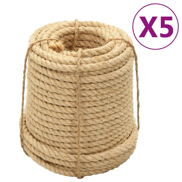vidaXL Sisal Ropes 5 pcs 14 mm 100 m