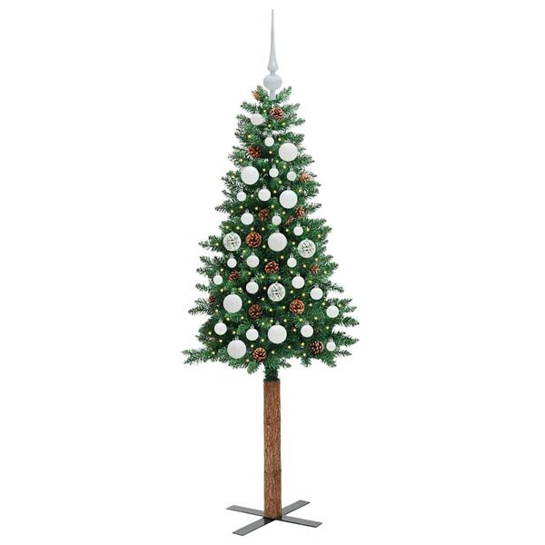 vidaXL Slim Christmas Tree Green 150 cm PVC and Solid Pine wood