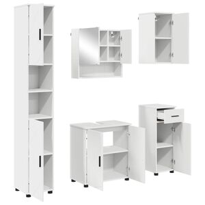vidaXL Bathroom Furniture Set 5 pcs White Engineered wood & Metal