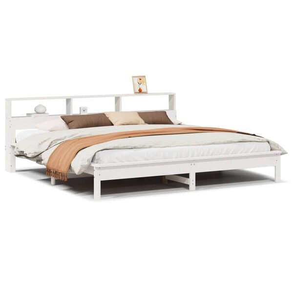 vidaXL Bed Frame without Mattress White 180x200 cm Super King Solid Wood Pine