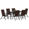 vidaXL Garden Dining Set Height-Adjustable 7 pcs Brown Poly rattan
