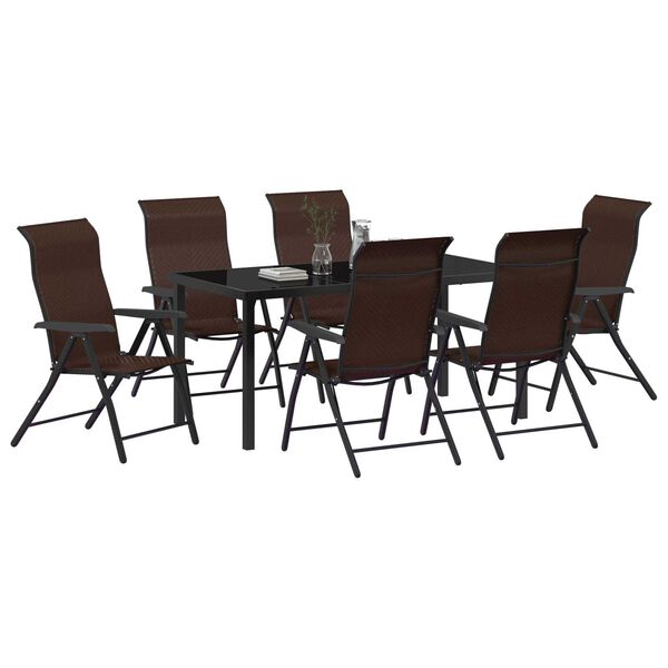 vidaXL Garden Dining Set Height-Adjustable 7 pcs Brown Poly rattan