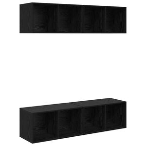 vidaXL TV Cabinet Set 4 pcs Black Oak Engineered Wood