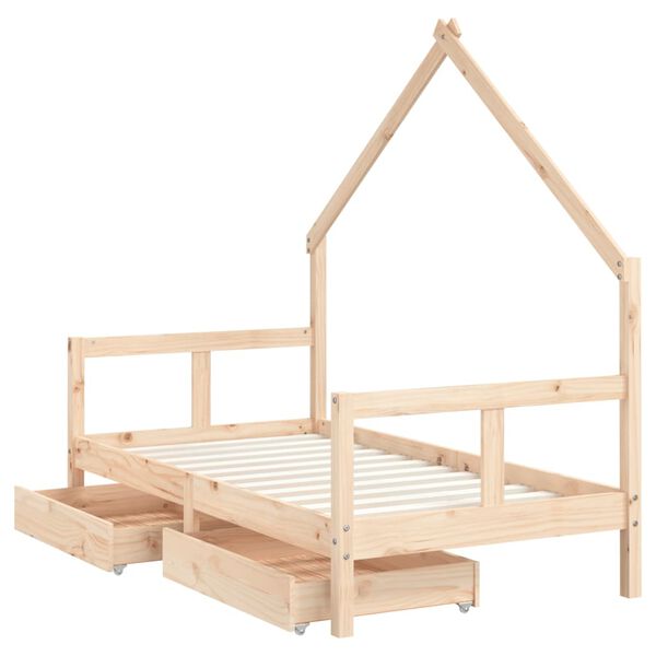 vidaXL Kids Bed Frame with Drawers 80x160 cm Solid Wood Pine