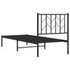 vidaXL Metal Bed Frame without Mattress with Headboard Black 75x190cm