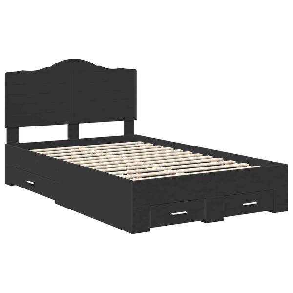 vidaXL Bed Frame with Headboard Black 135 x 190 cm Engineered Wood