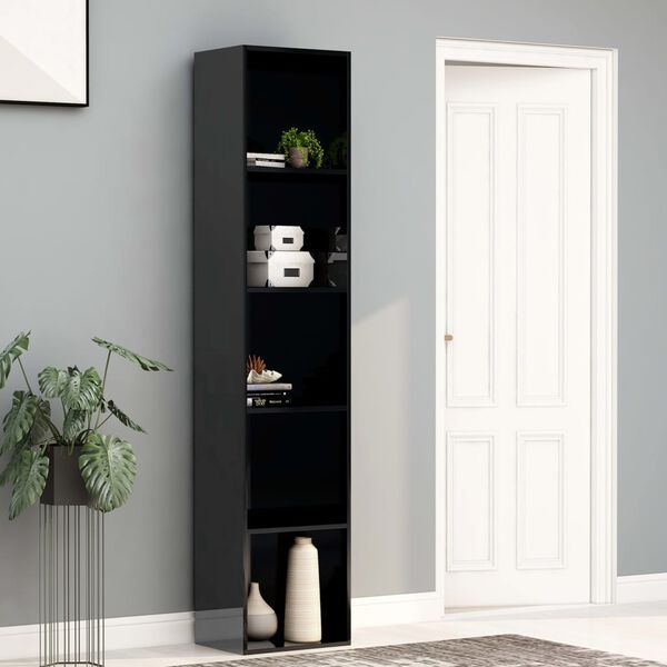 vidaXL Book Cabinet High Gloss Black 40x30x189 cm Engineered Wood