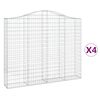 vidaXL Arched Gabion Baskets 4 pcs 200x30x160/180 cm Galvanised Iron