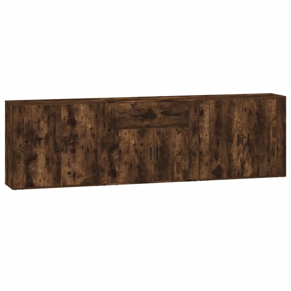 vidaXL Sideboards 3 pcs Smoked Oak Engineered Wood