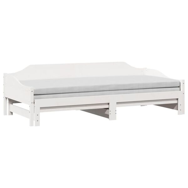 vidaXL Daybed with Trundle without Mattress White 90x200 cm Solid Wood