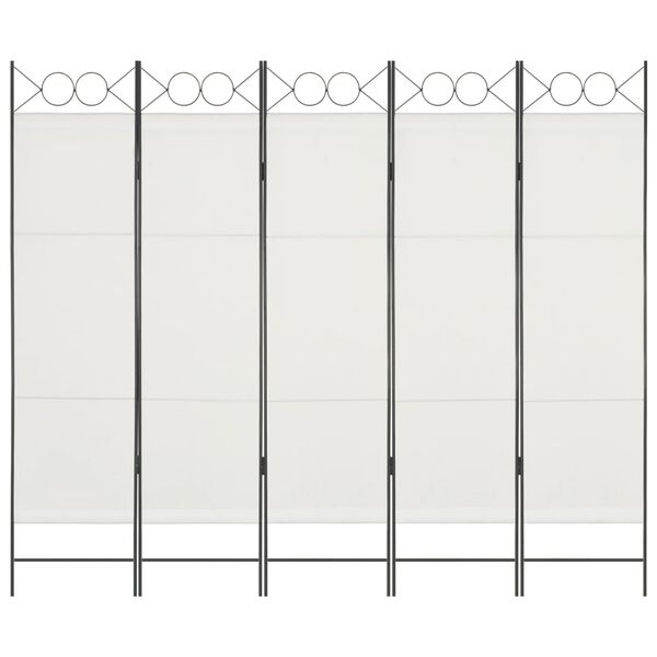 vidaXL 5-Panel Room Divider White 200x180 cm