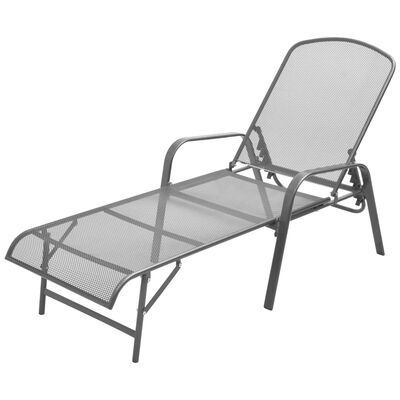 vidaXL Sun Loungers 2 pcs with Table Steel Anthracite