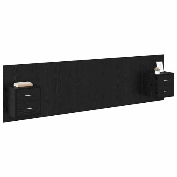 vidaXL Headboard with Cabinet 3 pcs Black Oak Engineered Wood