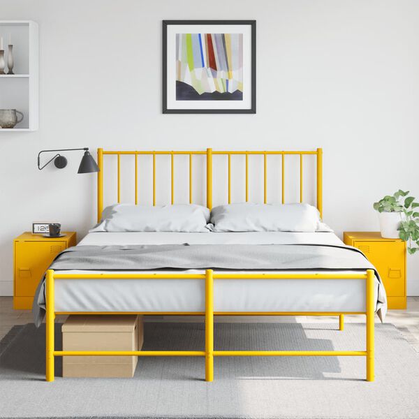 vidaXL Bedside Cabinets 2 pcs Mustard Yellow 34.5x39x44 cm Steel