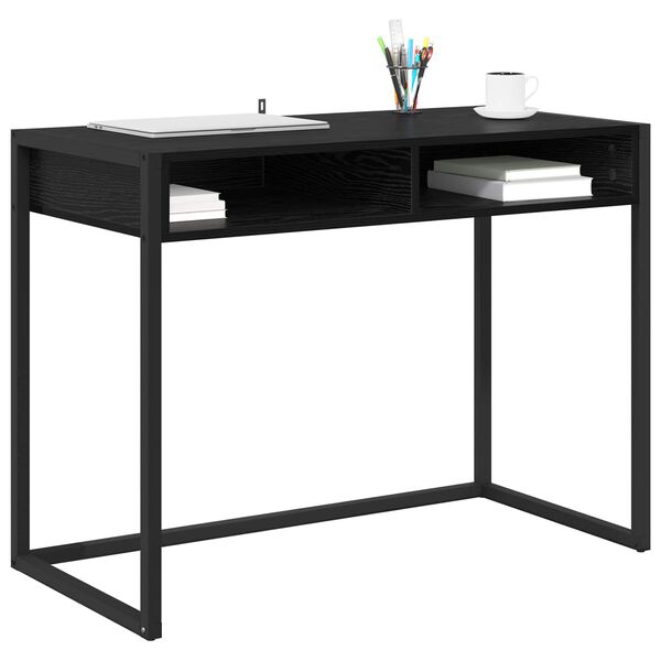 vidaXL Desk with Storage Black Oak 100 x 50 x 75 cm Engineered Wood
