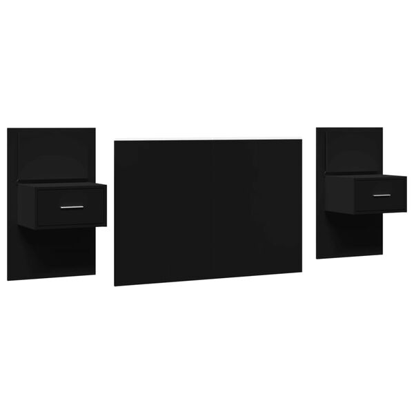 vidaXL Bed Headboard with Cabinets Black 120 cm Engineered Wood