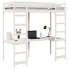 vidaXL Loft Bed Frame White 90 x 200 cm Solid Pine Wood